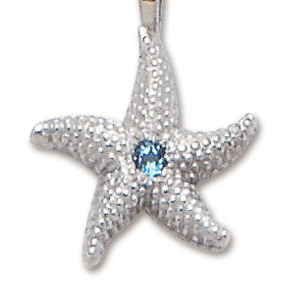 D'Amico Sterling Silver Starfish Pendant with Blue Topaz