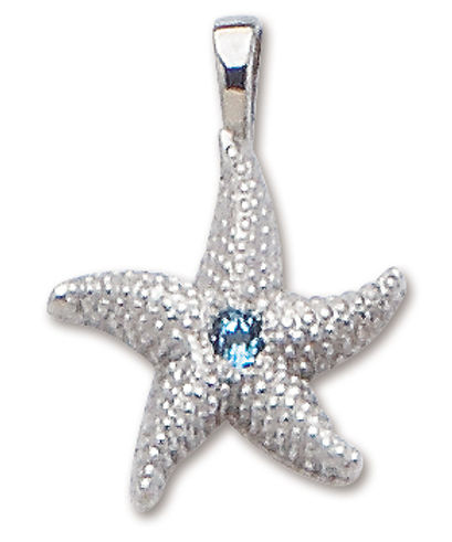 D'Amico Sterling Silver Starfish Pendant with Blue Topaz