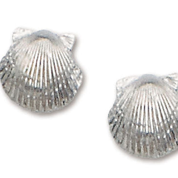 D'Amico Small Sterling Silver Scallop Post Earrings