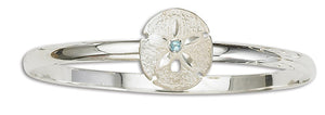 D'Amico Sterling Silver Sand Dollar Bangle with Blue Topaz