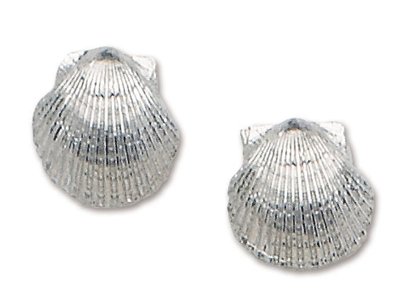 D'Amico Large Sterling Silver Scallop Post Earrings