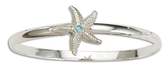 D'Amico Sterling Silver Starfish Bangle with Blue Topaz