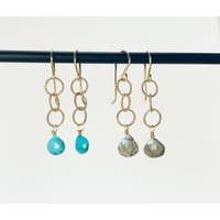 Laura J Turquoise Gold Fill Circle Links Earrings