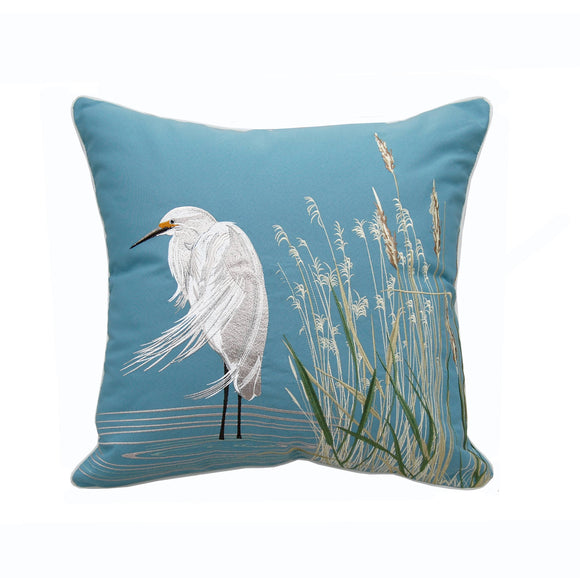 Rightside Design Waterside White Egret Indoor/Outdoor Pillow