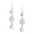 Oceano Sea Glass Drop Coral Cameo Earrings