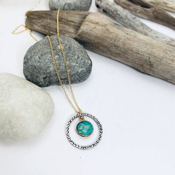 Laura J Mixed Metal Turquoise Necklace