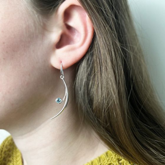 Ed Levin Sterling Silver & Blue Topaz Featherstone Earrings