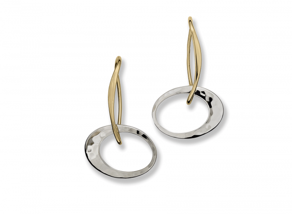 Ed Levin Petite Elliptical Sterling Silver and 14K Overlay Earrings