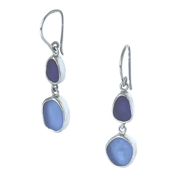 Oceano Sea glass Double Blue Earrings