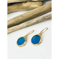 Laura J Blue Druzy Wrapped Earrings