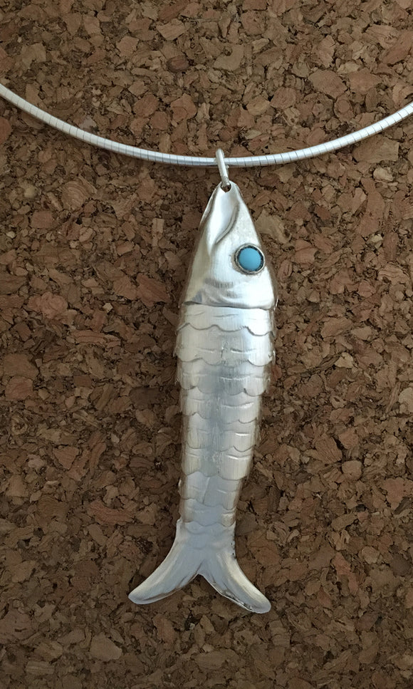 Gold Vermeil Blue Enamel Articulated Fish Pendant Necklace – Boylerpf