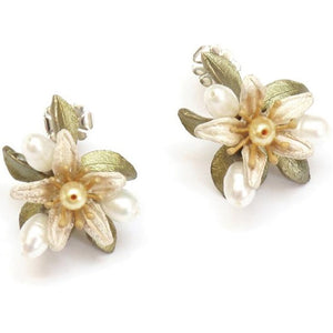 Silver Seasons Orange Blossom Button Post Earrings