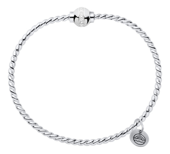 Cape Cod Sterling Silver bead with CZ and twisted bangle