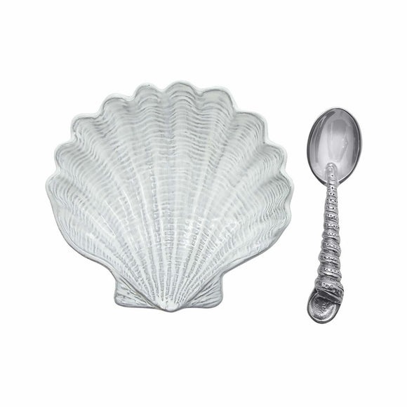 Mariposa Ceramic Canapé Scallop with Shell Spoon